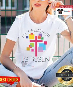 Nice My Redeemer Is Risen Ladies Tee featuring a stylish design celebrating faith and resurrection for women.