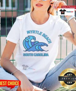 Nice Myrtle Beach South Carolina Pocket Wave Ladies Tee in vibrant colors, perfect for beach outings and casual wear.