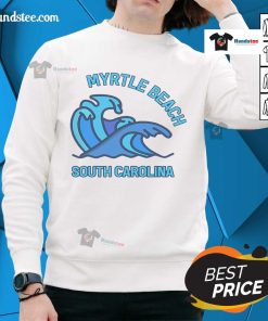 Cozy Pocket Wave Sweatshirt featuring 'Nice Myrtle Beach South Carolina' design, perfect for beach lovers.