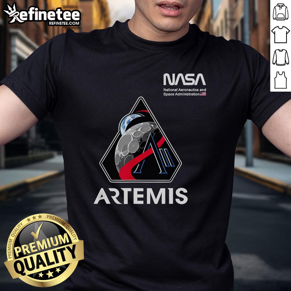 Nice Nasa Artemis Ii Mission Patch Worm Logo American Flag T Shirt NASA Artemis II mission patch worm logo on an American flag t-shirt, showcasing space exploration pride.