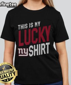 Lucky New York Giants ladies tee featuring team logo and vibrant colors, perfect for game day and fans.