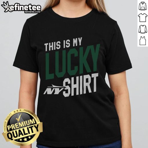 Lucky ladies tee featuring the New York Jets logo, perfect for fans showcasing team spirit and style.