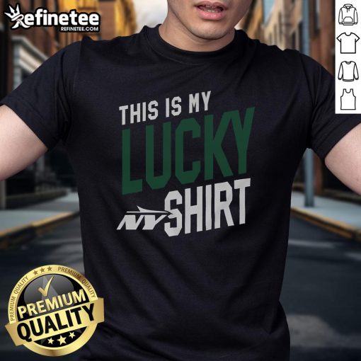 Alt Text: Nice New York Jets 'This Is My Lucky' T-Shirt in green, perfect for fans showing team spirit on game day.