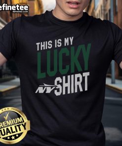 Alt Text: Nice New York Jets 'This Is My Lucky' T-Shirt in green, perfect for fans showing team spirit on game day.