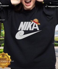 Nice Nika Monkey D. Luffy hat sweatshirt featuring vibrant colors and iconic anime design for fans of One Piece.