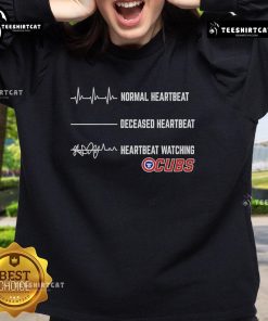 Chicago Cubs sweatshirt featuring a heartbeat graphic, showcasing a nice normal heartbeat and a deceased heartbeat design.