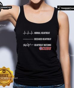 Alt Text: Cute tank top featuring a heartbeat design for Chicago Cubs fans, perfect for showing team spirit.