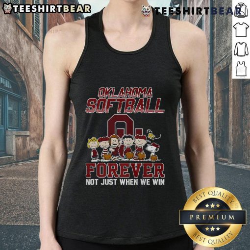 Nice Oklahoma Softball Forever tank top featuring Snoopy design, perfect for fans celebrating the sport beyond just victories.