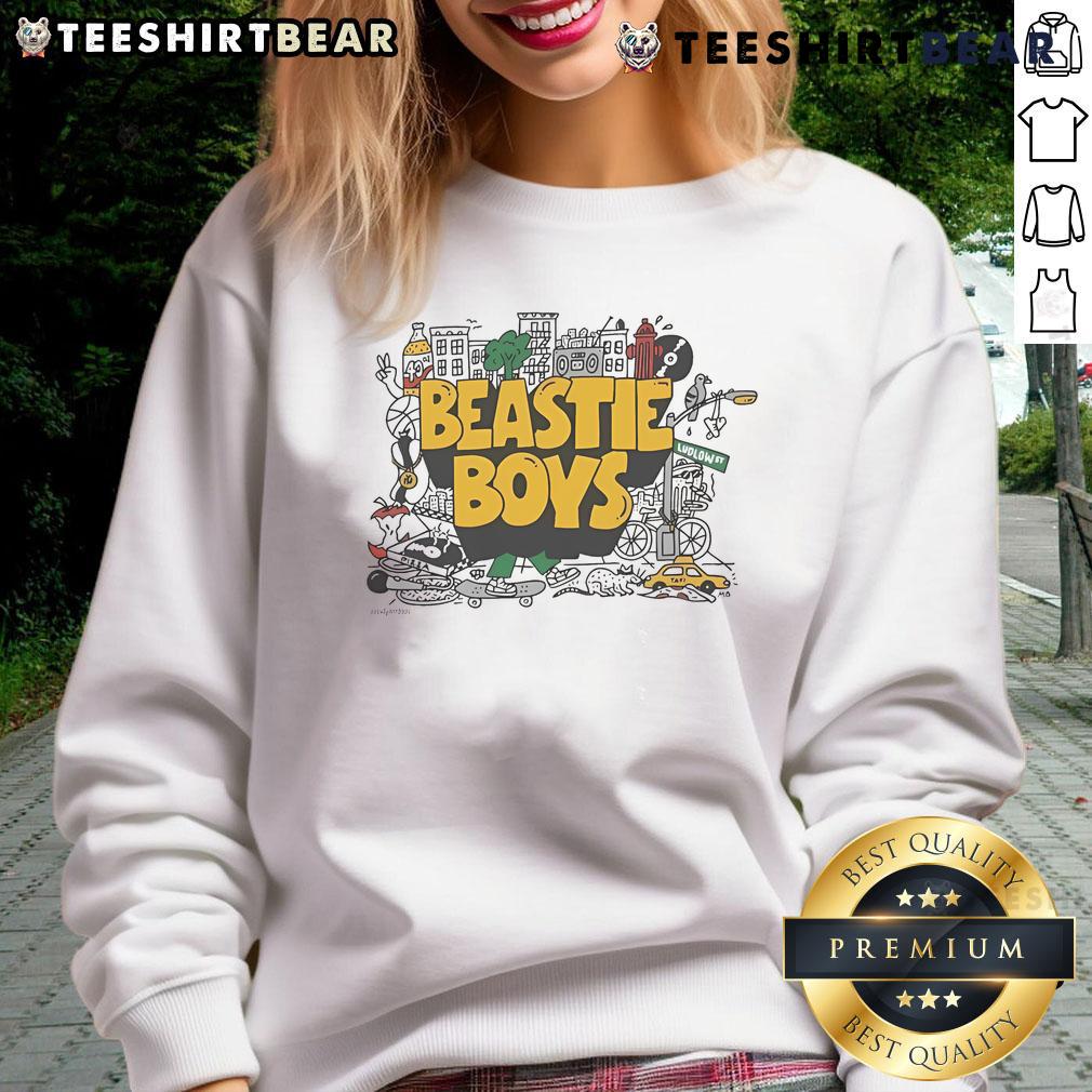 Nice Only Ny X Beastie Boys Collage Sweatshirt Nice Only NY X Beastie Boys collage sweatshirt featuring vibrant graphics and iconic band imagery, perfect for fans.