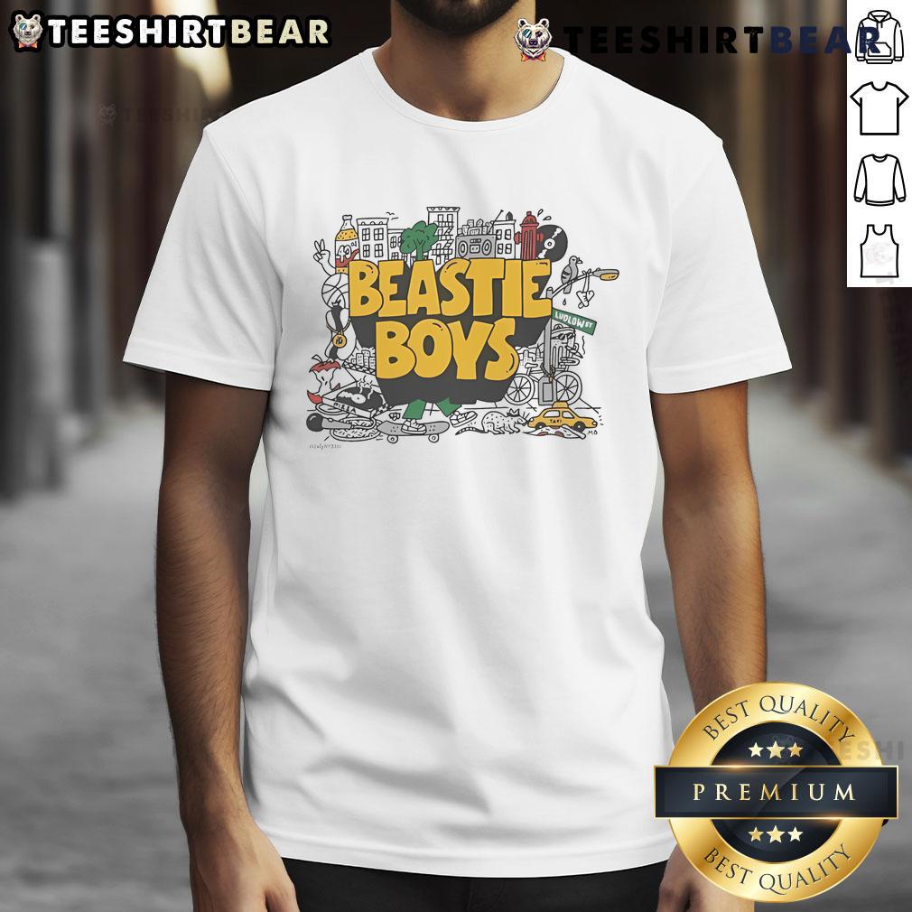 Nice Only Ny X Beastie Boys Collage T Shirt Collage T-Shirt featuring Nice Only NY and Beastie Boys graphics in a vibrant design, perfect for music fans.