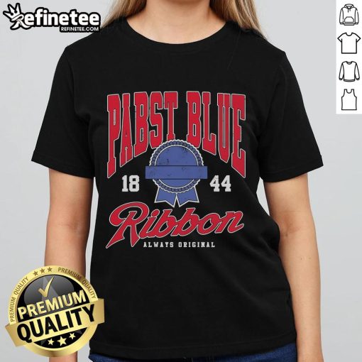Nice Pabst Blue Ribbon Always Varsity 1884 Ladies Tee featuring a stylish design and comfortable fit for casual wear.