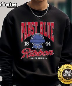 Alt Text: Nice Pabst Blue Ribbon Always Varsity 1884 Sweatshirt in navy blue, featuring classic logo and comfortable fit.