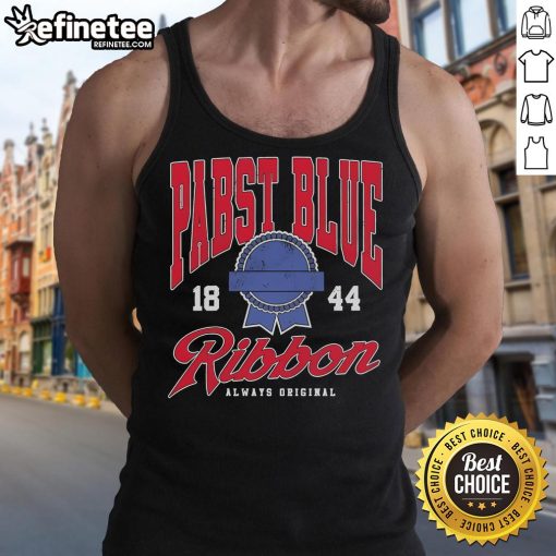 Nice Pabst Blue Ribbon Always Varsity 1884 Tank Top featuring a vintage design, perfect for casual summer wear.