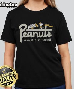 Nice Peanuts Snoopy Golf Pro-Am Invitational Ladies Tee with vibrant graphics featuring Snoopy and golf-themed elements.