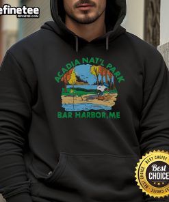 Cozy Nice Peanuts Snoopy X Acadia National Park hoodie featuring a playful Snoopy design against a scenic backdrop.