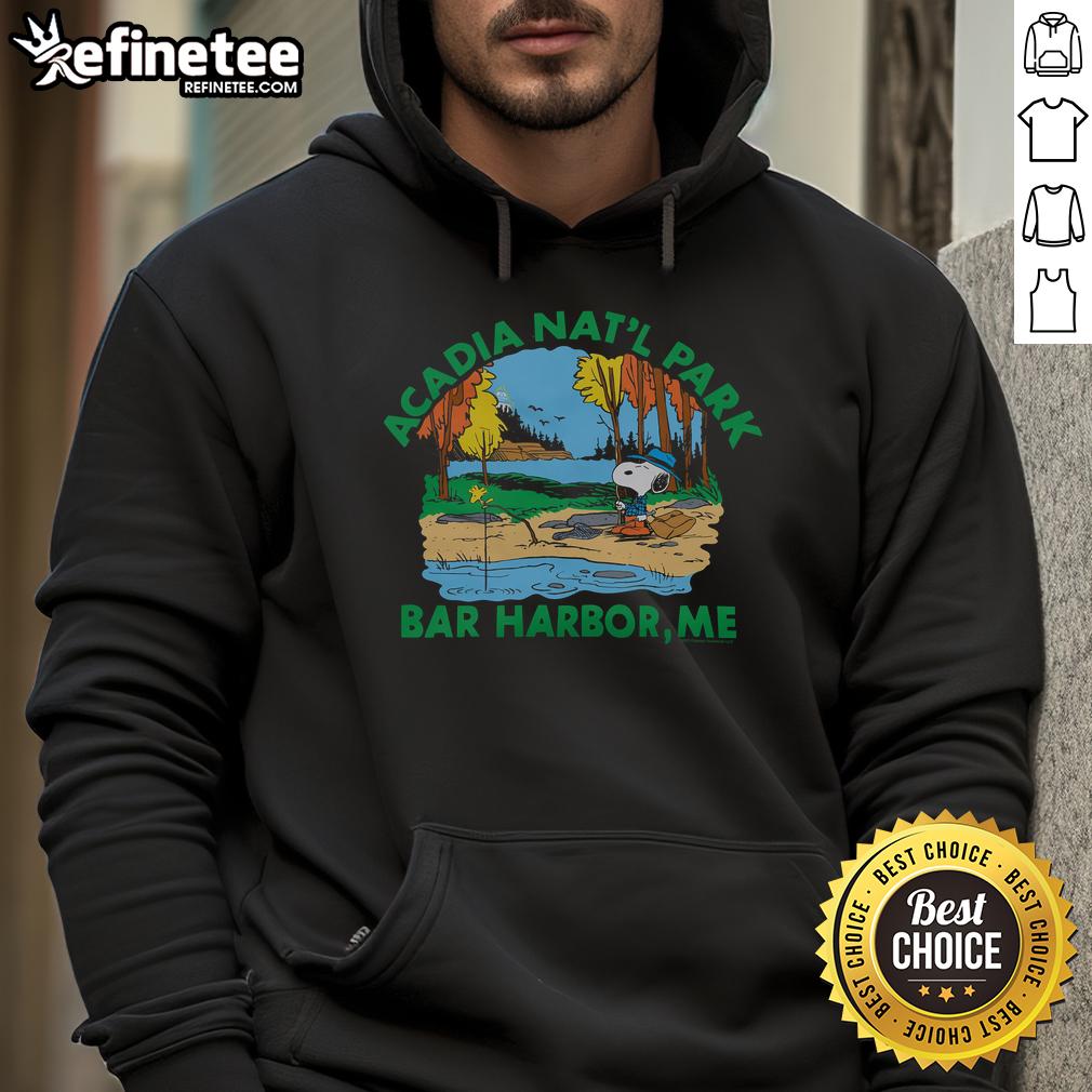 Nice Peanuts Snoopy X Acadia National Park Hoodie Cozy Nice Peanuts Snoopy X Acadia National Park hoodie featuring a playful Snoopy design against a scenic backdrop.
