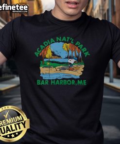 Nice Peanuts Snoopy X Acadia National Park T-Shirt featuring a playful Snoopy design against a scenic backdrop.