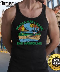 Nice Peanuts Snoopy X Acadia National Park tank top featuring colorful graphics and a scenic backdrop.