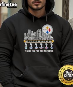 Alt Text: 2025 Pittsburgh Steelers hoodie featuring skyline and player names, honoring fans with 'Thank You For The Memories' design.