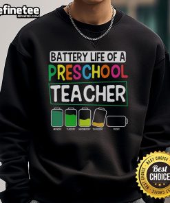 Nice Preschool Nursery Teacher sweatshirt showcasing battery life design for Pre-K instructors, perfect for classroom wear.