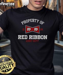 Nice property of red ribbon t-shirt featuring a stylish design and vibrant color, perfect for casual wear.