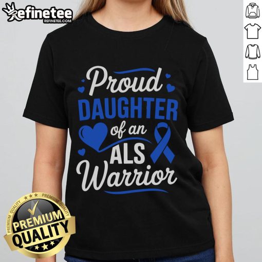 Nice proud daughter wearing a tee for ALS Awareness Month, honoring her warrior dad with love and support.
