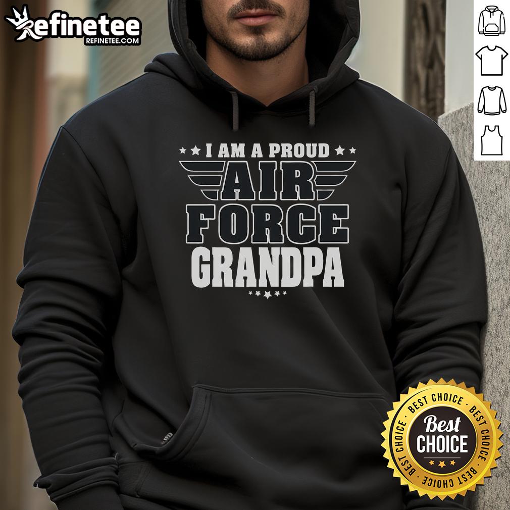 Nice Proud Grandpa Patriotic Pride Military Grandfather Hoodie Proud grandpa wearing a patriotic military hoodie, showcasing his pride and love for family and country.