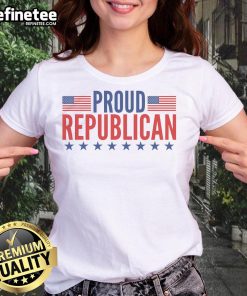 Nice Proud Republican American Ladies Tee featuring patriotic design and vibrant colors for proud supporters.