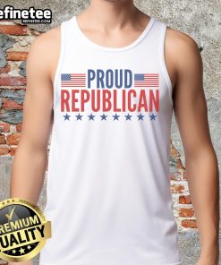 Nice Proud Republican American tank top featuring bold patriotic design and vibrant colors for political supporters.