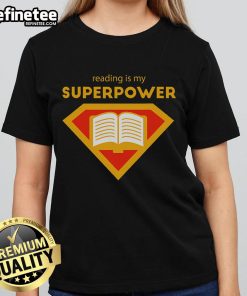 Cute 'Nice Reading is My Superpower' ladies tee featuring a playful design for book lovers and reading enthusiasts.