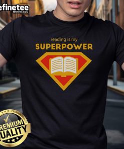 Alt Text: Cute Nice Reading Is My Superpower T-Shirt design featuring books and a whimsical font, perfect for book lovers.