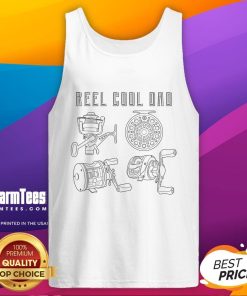 Cool dad wearing a Nice Reel Cool Dad tank top, showcasing a stylish and fun summer look for fathers.