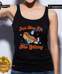 Retro hot dog tank top with 'I'm Just Here For The Glizzy' design, perfect for 4th of July celebrations.