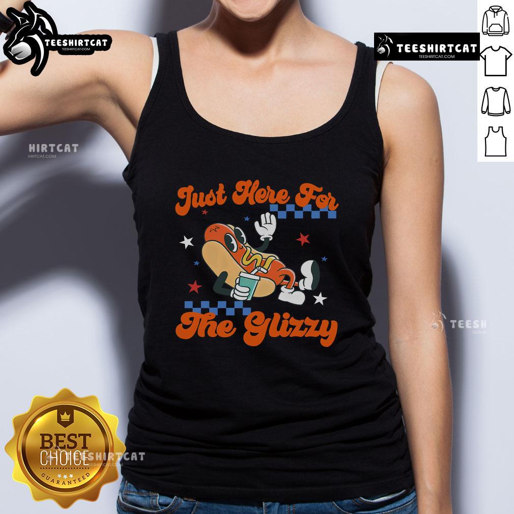 Nice Retro Hot Dog I'M Just Here For The Glizzy Happy 4Th Of July Tank Top Retro hot dog tank top with 'I'm Just Here For The Glizzy' design, perfect for 4th of July celebrations.