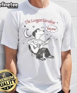 Alt Text: Nice Role Model The Longest Goodbye Dog Guitar Moon Star T-Shirt featuring a cool dog design with stars and a guitar.