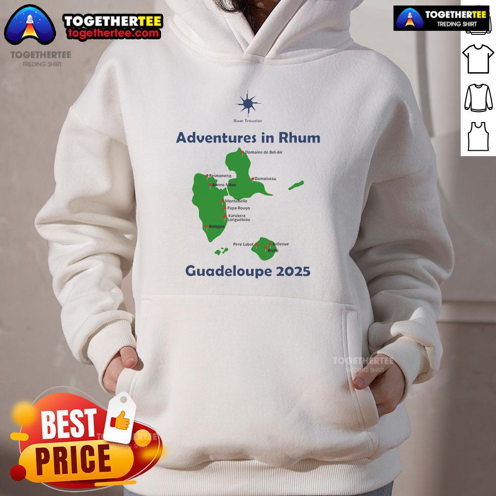 Nice Rum Traveler Guadeloupe 2025 Hoodie Nice Rum Traveler Guadeloupe 2025 hoodie featuring vibrant design and tropical beach backdrop, perfect for island enthusiasts.