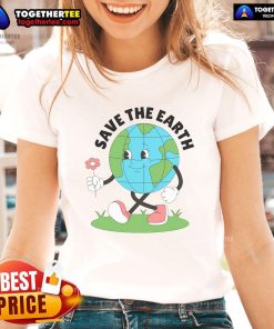 Cute Earth Day ladies tee featuring a vibrant design promoting save the Earth message for eco-conscious fashion.