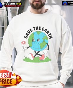 Cozy Nice Save The Earth Cute Earth Day Sweatshirt featuring a vibrant Earth graphic and eco-friendly message.