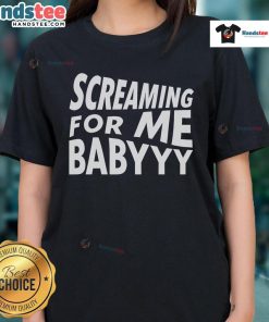 Womens Nice Screaming For Me Baby Tee featuring a stylish design, perfect for casual wear and expressing personality.