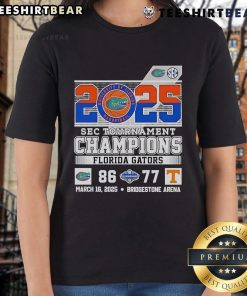 Florida Gators Ladies Tee celebrating SEC Tournament Champions win against Tennessee Volunteers 2025.