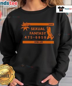 Cozy 'Nice Sexual Fantasy' sweatshirt, perfect for late-night outings, showcasing a trendy design for local style.