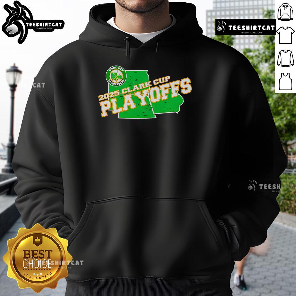Nice Sioux City Musketeers 2025 Clark Cup Playoffs Hoodie Nice Sioux City Musketeers 2025 Clark Cup Playoffs hoodie featuring team logo and vibrant colors for fans.