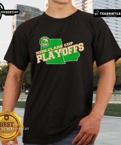 Sioux City Musketeers 2025 Clark Cup Playoffs T-Shirt featuring team logo and vibrant colors for fans.