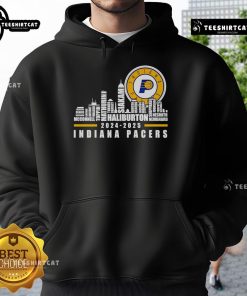 Alt Text: Indiana Pacers players' names hoodie featuring a stylish skyline design for 2024-2025 season.