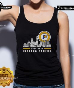 Indiana Pacers players wearing a stylish tank top featuring the Nice Skyline design for 2024-2025 season.