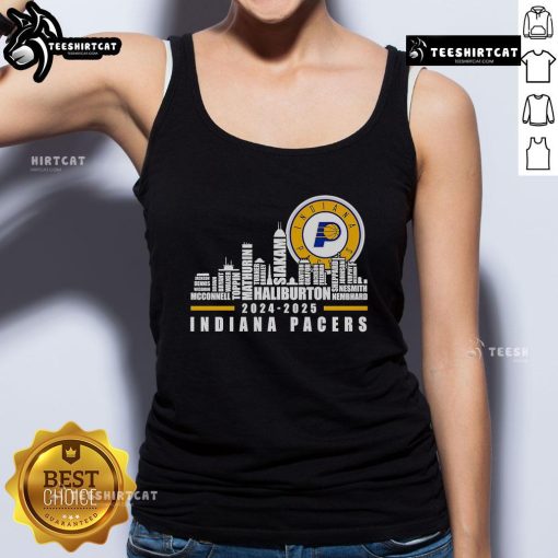 Indiana Pacers players wearing a stylish tank top featuring the Nice Skyline design for 2024-2025 season.