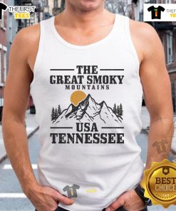 Vintage tank top featuring a scenic view of the Smoky Mountains, perfect for hiking enthusiasts in Tennessee.