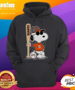 Alt Text: Snoopy in a standing pose wearing a San Francisco Giants baseball hoodie, showcasing team spirit and style.