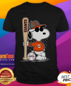 Alt Text: Snoopy in a standing pose wearing a San Francisco Giants baseball T-shirt, perfect for fans and collectors.