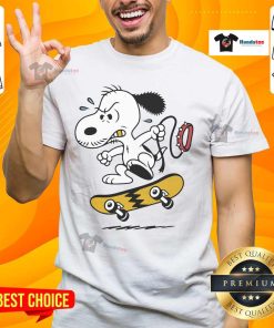 Alt Text: Snoopy skateboarding in a yellow lightning cartoon on a comfy sweatshirt leash tee, perfect for casual wear.